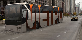 Hướng dẫn lồng xe bus vào chữ 3D bằng Photoshop CC ấn tượng