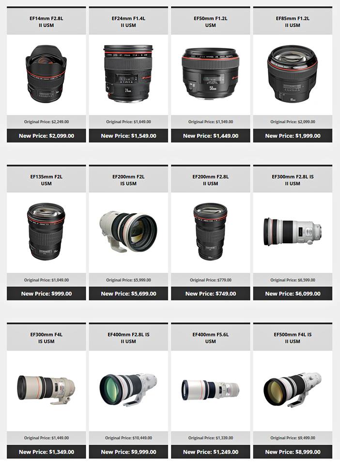 Canon giảm giá hàng loạt ống kính (Luxury) L