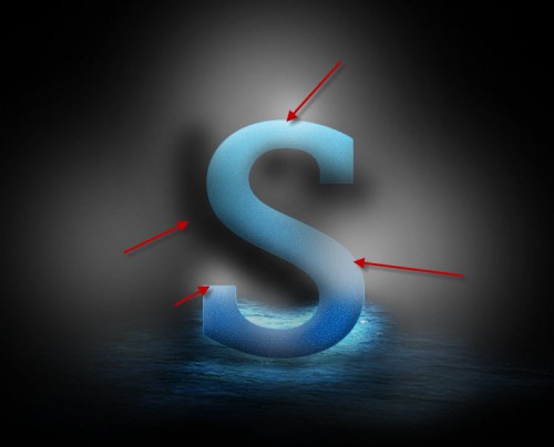 3 highlight 500x404 Hiệu Ứng Photoshop: Nước Chảy trên Bề Mặt Chữ   thiết kế web