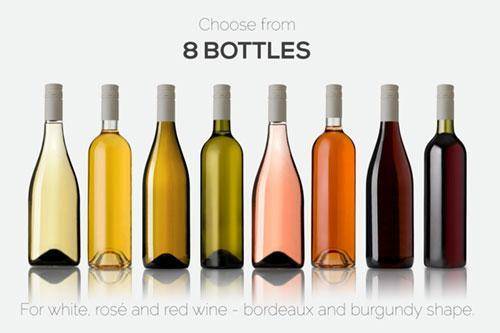 Bộ file PSD Mockup hình các chai rượu