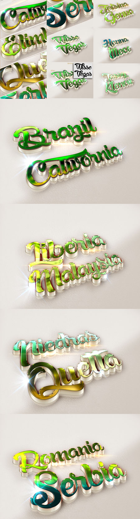 10 3D Text Effects Green Colour for Photoshop